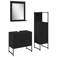 vidaXL Badrumsmöbelset 3 pcs Svart 33 x 33 x 102,5 cm Konstruerat trä
