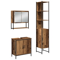 vidaXL Badrumsmöbelset 3 pcs Brun 33 x 33 x 185.5 cm Konstruerat trä