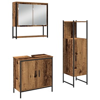 vidaXL Badrumsmöbelset 3 pcs Brun 33 x 33 x 102,5 cm Konstruerat trä