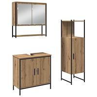 vidaXL Badrumsmöbelset 3 pcs Brun 33 x 33 x 102,5 cm Konstruerat trä