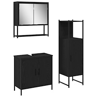 vidaXL Badrumsmöbelset 3 pcs Svart 33 x 33 x 102,5 cm Konstruerat trä