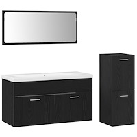 vidaXL Badrumsmöbelset Väggmonterad 4 pcs Svart Ek 91 x 39,5 x 46 cm