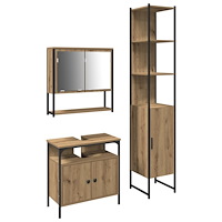 vidaXL Badrumsmöbelset med hylla 3 pcs artisan ek 33 x 33 x 185.5 cm
