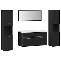 vidaXL Badrumsmöbelset 5 pcs Svart Ek 30 x 30 x 130 cm Konstruerat trä