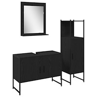 vidaXL Badrumsmöbelset 3 pcs Svart 33 x 33 x 102,5 cm Konstruerat trä