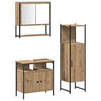 vidaXL Badrumsmöbelset 3 pcs Brun 33 x 33 x 120.5 cm Konstruerat trä