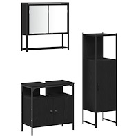 vidaXL Badrumsmöbelset 3 pcs Svart 33 x 33 x 120.5 cm Konstruerat trä