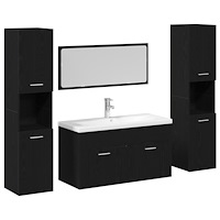 vidaXL Badrumsmöbelset 5 pcs Svart Ek 30 x 30 x 130 cm Konstruerat trä
