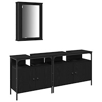 vidaXL Badrumsinredning 3 pcs Svart 80 x 30 x 60 cm Konstruerat trä