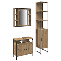 vidaXL Badrumsskåpsset med hylla 3 pcs artisan ek 33 x 33 x 185.5 cm