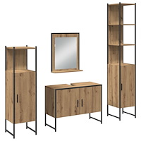 vidaXL Badrumsmöbelset 4 pcs Brun 33 x 33 x 185.5 cm Konstruerat trä