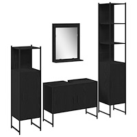 vidaXL Badrumsmöbelset 4 pcs Svart 33 x 33 x 185.5 cm Konstruerat trä