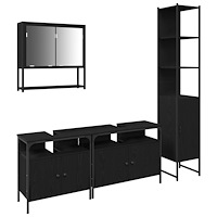 vidaXL Badrumsmöbelset med hylla 4 pcs Svart ek 33 x 33 x 185.5 cm