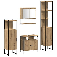 vidaXL Badrumsmöbelset med hylla 4 pcs artisan ek 33 x 33 x 185.5 cm