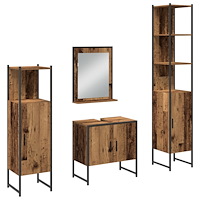 vidaXL Badrumsmöbelset 4 pcs Brun 33 x 33 x 185.5 cm Konstruerat trä
