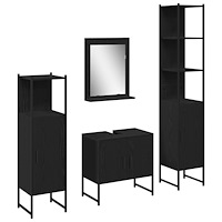 vidaXL Badrumsmöbelset 4 pcs Svart 33 x 33 x 185.5 cm Konstruerat trä