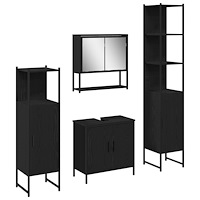 vidaXL Badrumsmöbelset 4 pcs Svart 33 x 33 x 185.5 cm Konstruerat trä
