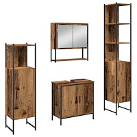 vidaXL Badrumsmöbelset 4 pcs Brun 33 x 33 x 185.5 cm Konstruerat trä