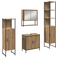 vidaXL Badrumsmöbelset 4 pcs Brun 33 x 33 x 185.5 cm Konstruerat trä