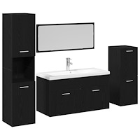 vidaXL Badrumsmöbelset Väggmonterad 4 pcs Svart Ek 80 x 38.5 x 45 cm