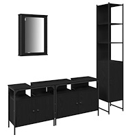 vidaXL Badrumsmöbelset med hylla 4 pcs Svart ek 33 x 33 x 185.5 cm
