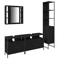 vidaXL Badrumsskåpsset med hylla 4 pcs Svart ek 33 x 33 x 185.5 cm