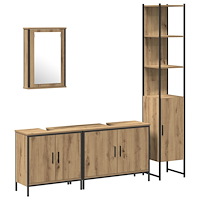 vidaXL Badrumsmöbelset 4 pcs Brun 33 x 33 x 185.5 cm Konstruerat trä