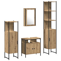 vidaXL Badrumsmöbelset med hylla 4 pcs artisan ek 33 x 33 x 185.5 cm
