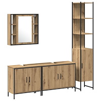 vidaXL Badrumsmöbelset 4 pcs Brun 33 x 33 x 185.5 cm Konstruerat trä
