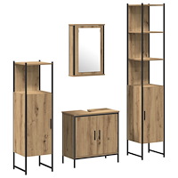 vidaXL Badrumsmöbelset 4 pcs Brun 33 x 33 x 185.5 cm Konstruerat trä