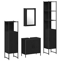 vidaXL Badrumsmöbelset 4 pcs Svart 33 x 33 x 185.5 cm Konstruerat trä