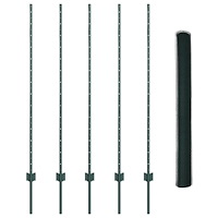 vidaXL Staketstolpar 5 st U-Kanal Grön 140 cm Stål, vidaXL Hexagonstaket Grön 1.4x10 m Stål