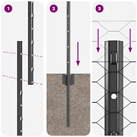 vidaXL Staketstolpar 22 st U-kanel Grå 100 cm Stål