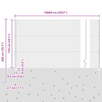 vidaXL Stängselposter 22 st U-kanal Grå 150 cm Stål, vidaXL Hexagon Stängsel Grå 1.5x100 m Stål