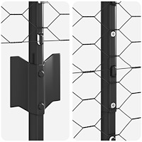 vidaXL Stängselposter 22 st U-kanal Grå 150 cm Stål, vidaXL Hexagon Stängsel Grå 1.5x100 m Stål