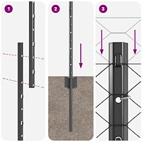 vidaXL Stängselposter 22 st U-kanal Grå 150 cm Stål, vidaXL Hexagon Stängsel Grå 1.5x100 m Stål