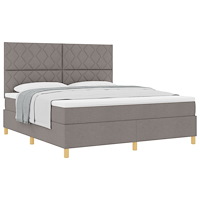 vidaXL Bäddfjäder med huvudgavel Taupe 180 x 200 cm tyg