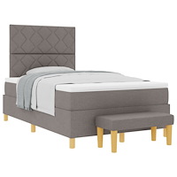 vidaXL Bäddfjäder med huvudgavel Taupe 190 x 120 cm tyg