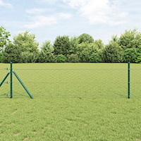 vidaXL Hexagon Staket Grön 0,6x100 m Stål, vidaXL Staketstolpar 13 st Grön Ø32 mm 100 cm Galvaniserat Stål
