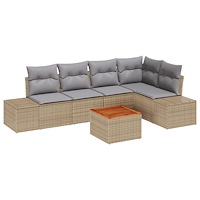 vidaXL 6-delat trädgårdsoff-set med kuddar Beige Poly rotting Akacia