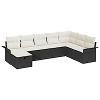 vidaXL 8-delat trädgårdsoff-set med kuddar svart poly rattan