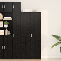 vidaXL Högskåp Svart Ek 40x42.5x185 cm Konstruerat Trä
