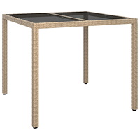 vidaXL Trädgårdsmatsalsbord Beige 90x90x75 cm Poly Rattan