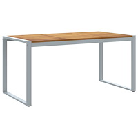 vidaXL Uteplats Matbord Grå 160x80x75 cm Stål & Massivt Akaciaträ
