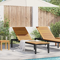 vidaXL Solstol Svart 200x55x35 cm Massivt Akaciaträ