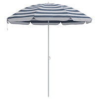 vidaXL Strandparasol med aluminiumstolpe Blå och Vit 240 cm