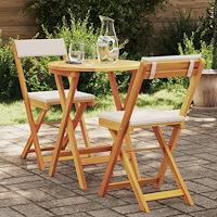 vidaXL 3-delat hopfällbart bistro-set med dynor av massivt akaciaträ