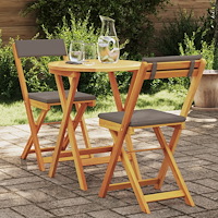 vidaXL 3-delat Vikbart Bistro Set med Kuddar Solid Akacia