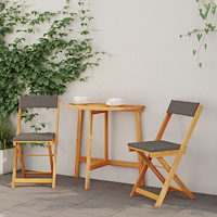 vidaXL 3 Delars Hopfällbart Bistro Set med Kuddar Solid Trä Akacia