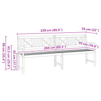 vidaXL Trädgårdsbänk 220x56x90 cm Massiv trä Akaciaträ